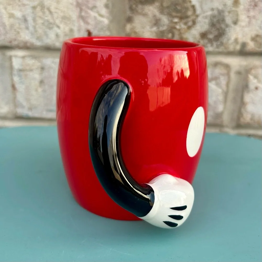 Disney Galerie Mickey Mouse 3D Hands Mug Red Black White Ceramic Coffee Cup